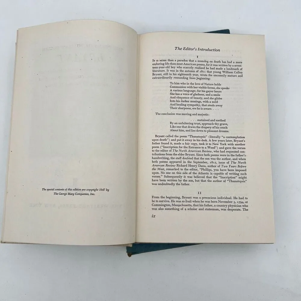 The American Poets By William Cullen Bryant Heritage Press Hardcover Book 1947